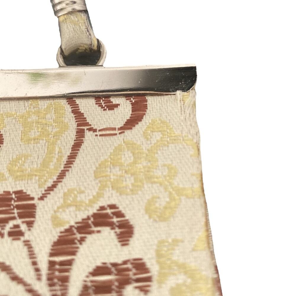 Vintage Style Damask Print Silk Yellow Clutch/ Mini Bag - Picture 7 of 10